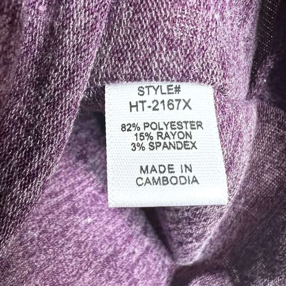 Zenana Plus Size Cowl Neck Knit Pullover Heathered Purple Size 3X